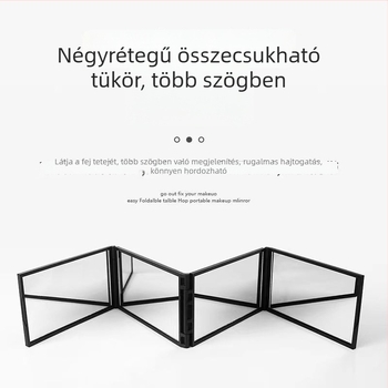 Négyoldalas hordozható hajtogatható sminktükör, DIY kozmetikai tükör, több szögben állítható