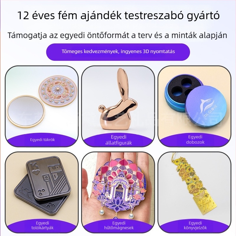 Fémkeretes, hordozható sminktükör antik stílusban, utazáshoz ideális, nemzeti motívummal, emlékajándék.