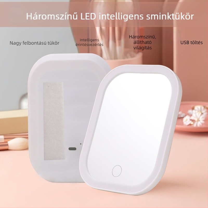 Új sminktükör LED világítással, hordozható, levehető, HD élesség