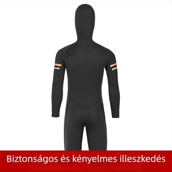 Férfi 1,5 mm-es kapucnis búvárruha, merüléshez, snorkelzéshez és szörfözéshez – meleg, cipzárral