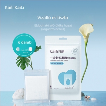 Kaili Egyszer használatos WC-ülőke ragasztós, vízálló, 6 db, szállodákhoz és utazásokhoz