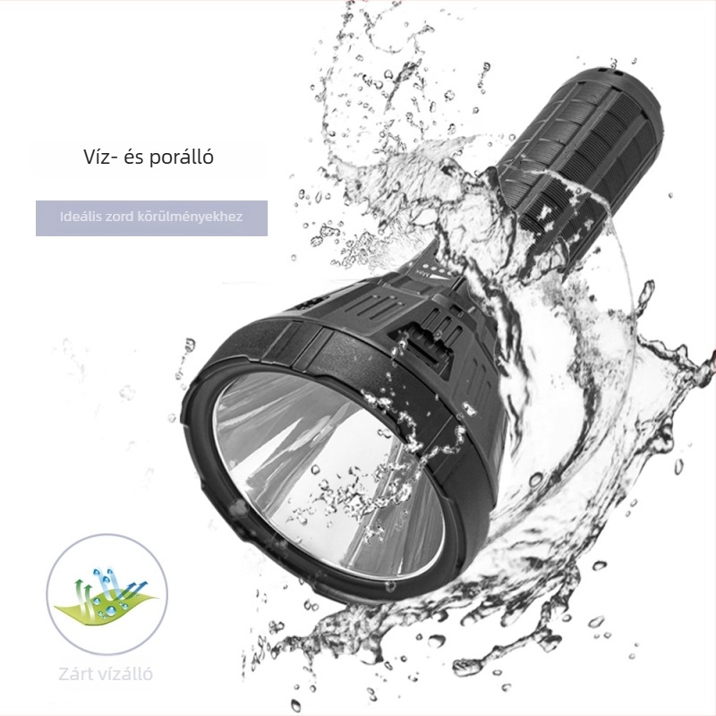 50W vészhelyzeti LED zseblámpa, P70 modell, power kijelzővel, hordozható, hosszú hatótávú