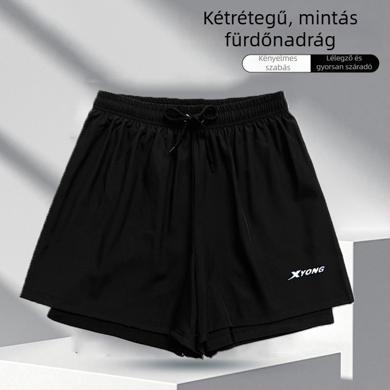 Férfi úszónadrág, 2026-os új modell, kettős réteg, gyorsan száradó, nagy méret, boxer szabás, úszóruha gyógyfürdőkhöz