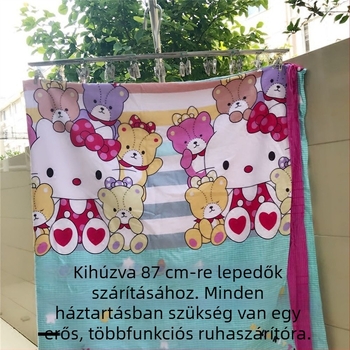 Rozsdamentes acél összecsukható ruhaszárító állvány 35 klippel – többklipszes, csiptetős kialakítás, nyom nélkül