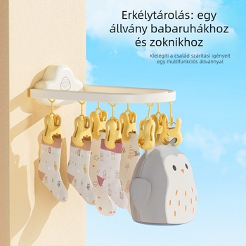Fali zokniszárító fogas babáknak klipszekkel, lyukasztás nélkül, felhő alakú dizájn, erkélyre, többfejes