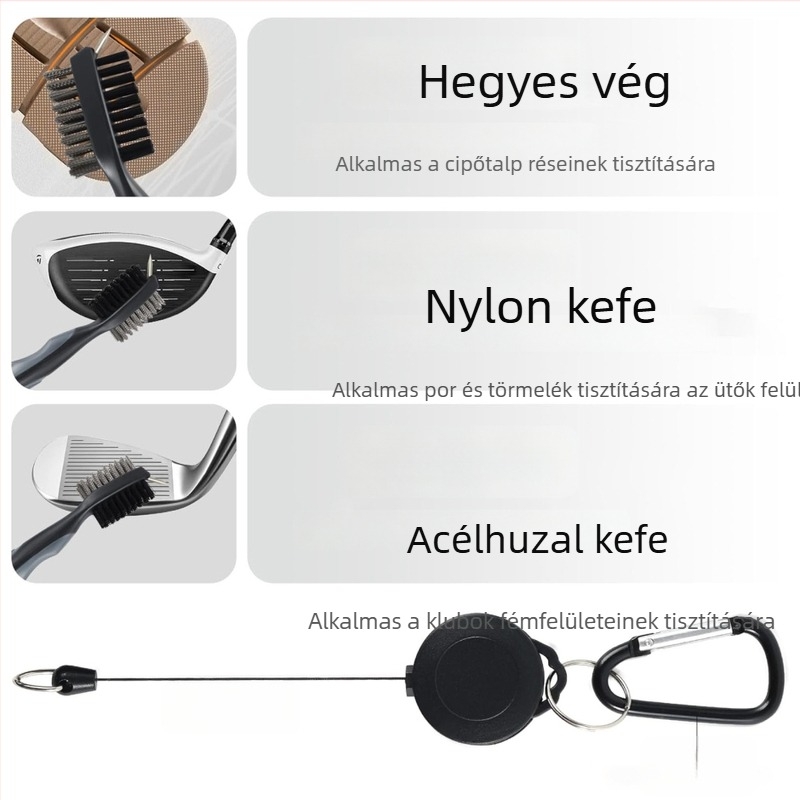 Mágneses golftörlő kendő kefével és karabinerrel, egyszínű, puha és nedvszívó, golflabdák tisztítására