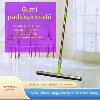 Fekete gumírozott mágikus mop padlókhoz és fürdőszobához, víz törlésére és üvegfelületek tisztítására