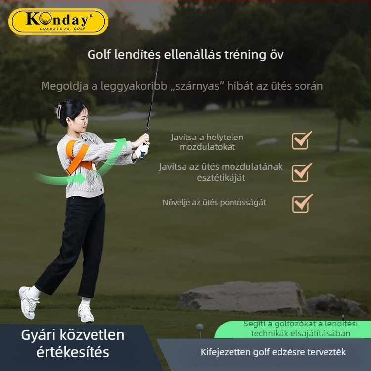Golf swing edzőöv testtartás és derékrotáció gyakorlásához
