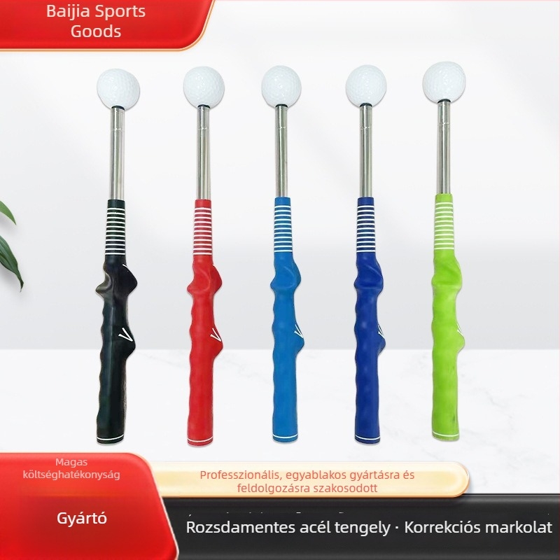 Két részes golf swing tréner a fogás korrigálásához, több színben, könnyen használható rozsdamentes acél tengellyel