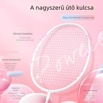 Teljes szénszálas tollaslabdaütő egyéni és páros játékhoz, támadó, tartós professzionális versenyekre.
