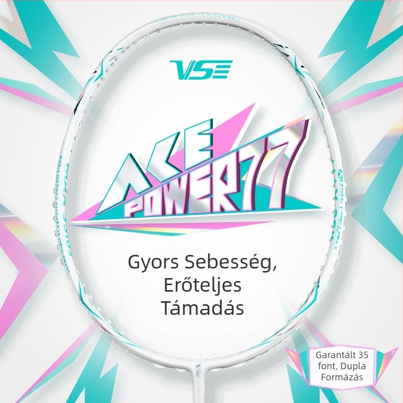 Venson VS tollaslabda ütő, teljes szénszálas, húzás 35 lb-ig, AP77 ultra könnyű 4U, támadó ütő