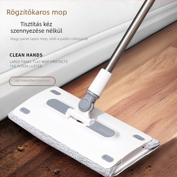 Sík mop parkettához – kéz nélkül használható, száraz és nedves kettős használat, nagy méretű mop, pamutfonalú kendő