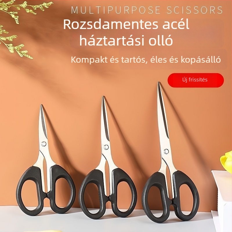 3 darab rozsdamentes acélból készült kis olló otthoni és irodai használatra, irodai kellékek és varrás