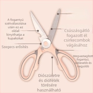 Konyhai olló csontvágáshoz, sokoldalú rozsdamentes acélból készült élelmiszerolló