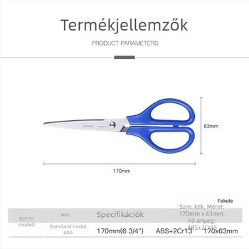 Qixin B2715 Olló irodai, iskolai és otthoni használatra, 170 mm, rozsdamentes acél, PP fogantyú, kézzel készített