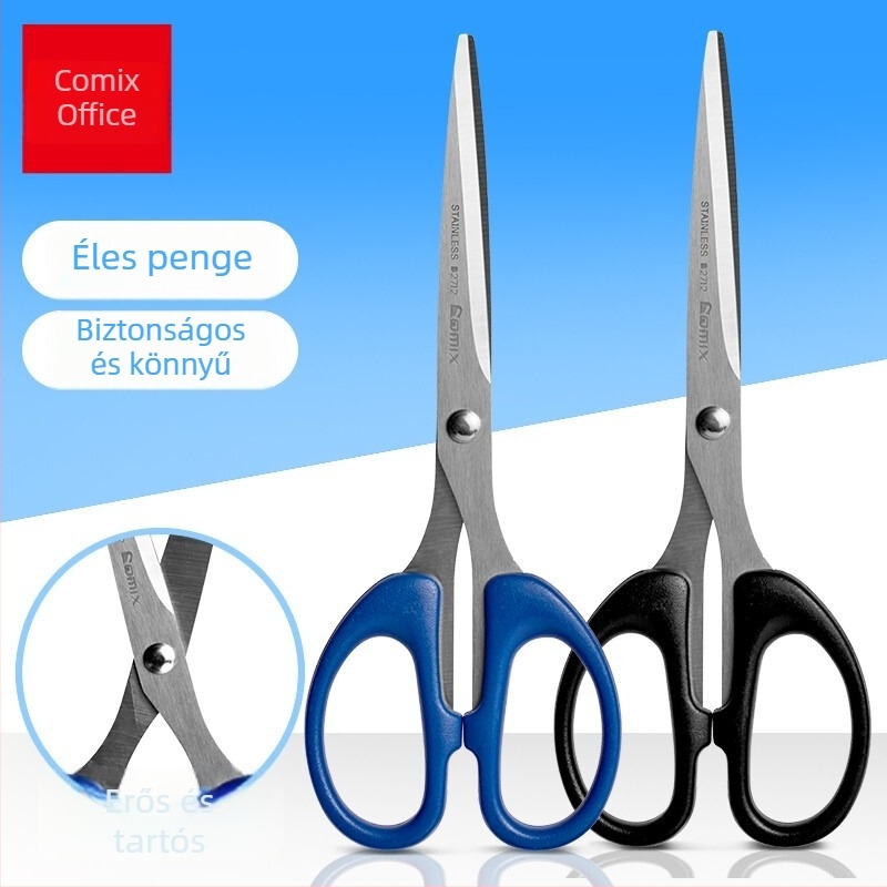 Qixin B2715 Olló irodai, iskolai és otthoni használatra, 170 mm, rozsdamentes acél, PP fogantyú, kézzel készített