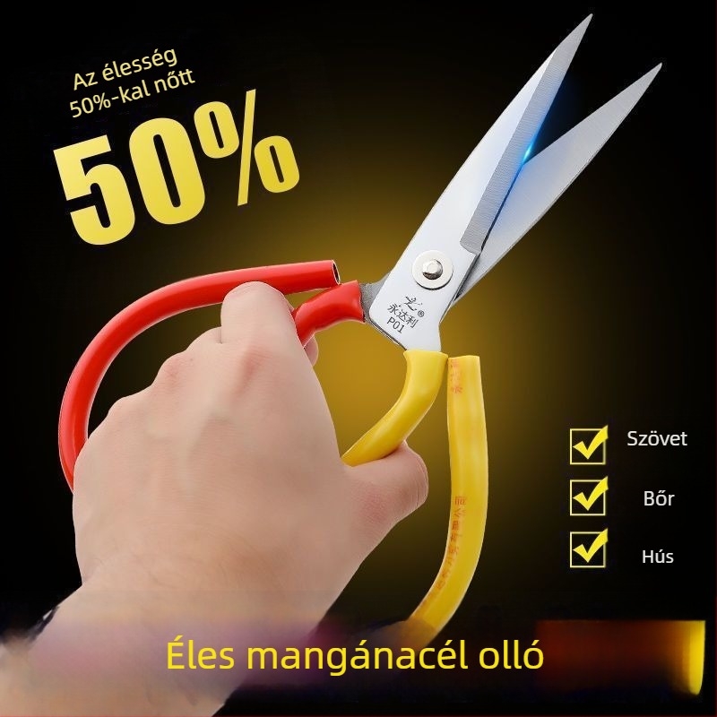 Háztartási olló, rendkívül éles szövet- és varró olló, erős ipari olló, nagyfejű konyhai olló