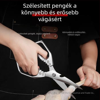 Éles, megerősített rozsdamentes acél konyhai olló, háztartási használatra – erős olló csontvágáshoz csirke, kacsa és lúd csontjainak (élelmiszer-minőség)