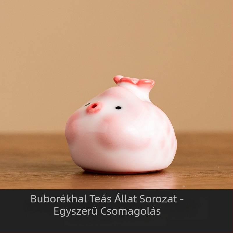 Kerámiából készült Tea Pet díszfigura buborékos hallal és tömjén tartóval — asztali teaceremónia kiegészítő