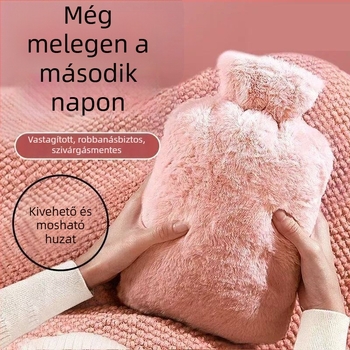 Plüss forróvizes palack tok – kézmelegítő és testmelegítő, többfokozatú hőmérséklet-szabályozás