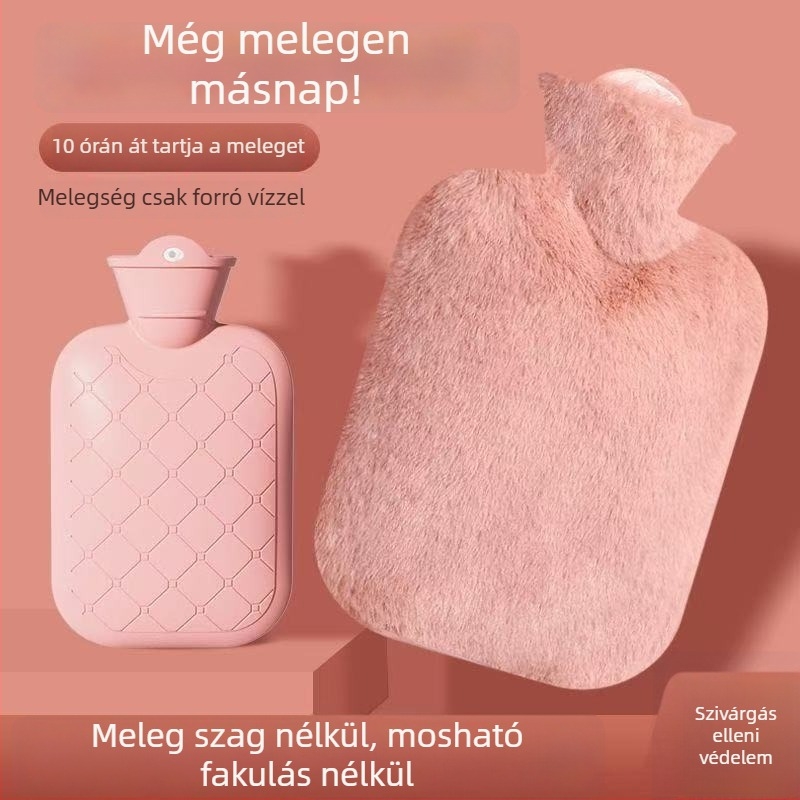Plüss forróvizes palack tok – kézmelegítő és testmelegítő, többfokozatú hőmérséklet-szabályozás