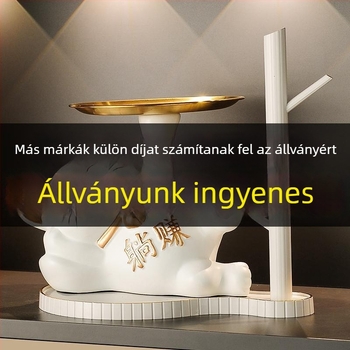 Kerámiából készült szerencsemacska: bejárati kulcstartó, előszobai dekoráció és cipősszekrény, költözési ajándék