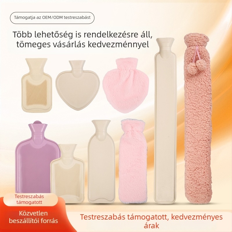 Testreszabható formájú gumiból készült melegvizes palack textilburkolattal, melegítő és háztartási használatra