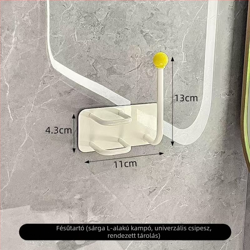 Fürdőszobai falra szerelhető hajgumi- és ékszer-tároló, műanyag, fúrás nélkül