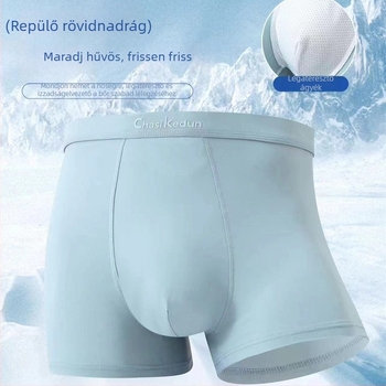Férfi ice silk lélegző alsónemű, varrat nélküli, középmagas derék, plusz méret, mintás minták