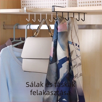 Vasból készült szekrényajtó clip, több soros kampókkal, fúrás nélkül, diszkrét tároló