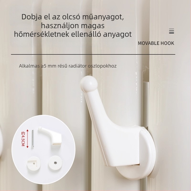 Fúrás nélküli radiátorra szerelhető — ruhaszárító akasztó, sapkák és törölközők számára