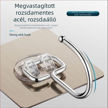 Rozsdamentes acél horog erős ragasztóval, fúrás nélkül, nyom nélkül az ajtó mögött, konyha és fürdőszoba számára, 25R
