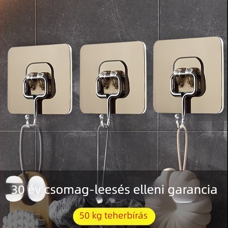 Rozsdamentes acél horog erős ragasztóval, fúrás nélkül, nyom nélkül az ajtó mögött, konyha és fürdőszoba számára, 25R
