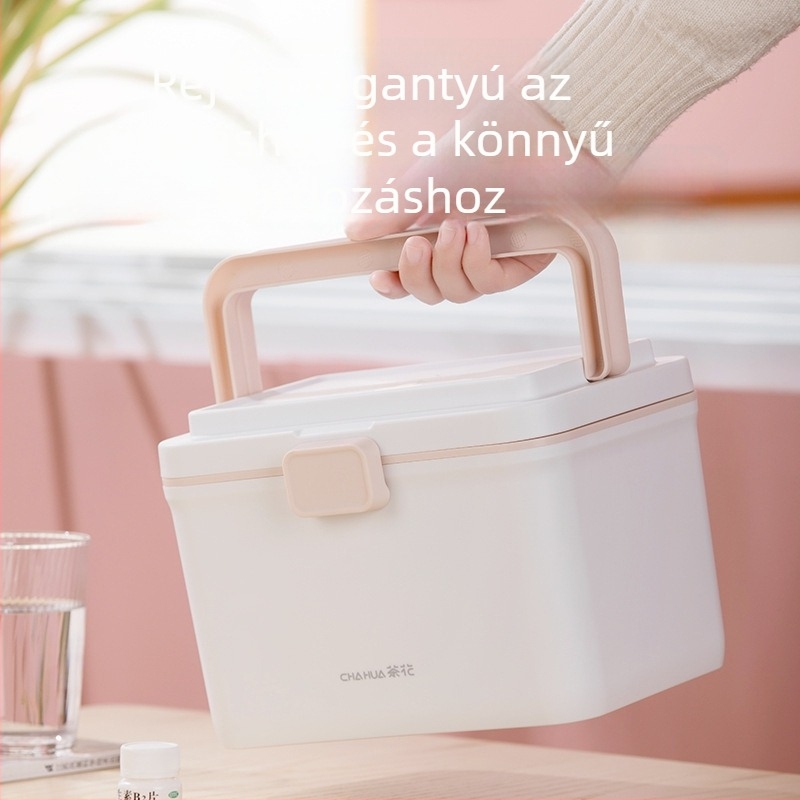 Camellia otthoni orvosi doboz, nagy kapacitású, többszintes, több rekesz a sürgősségi ellátáshoz és az orvosi tároláshoz