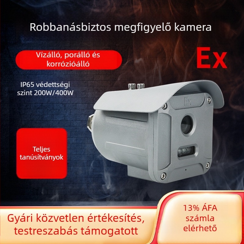 Vízálló, robbanásbiztos infravörös megfigyelőkamera ipari kémiai környezethez, 4 MP éjszakai felvétel