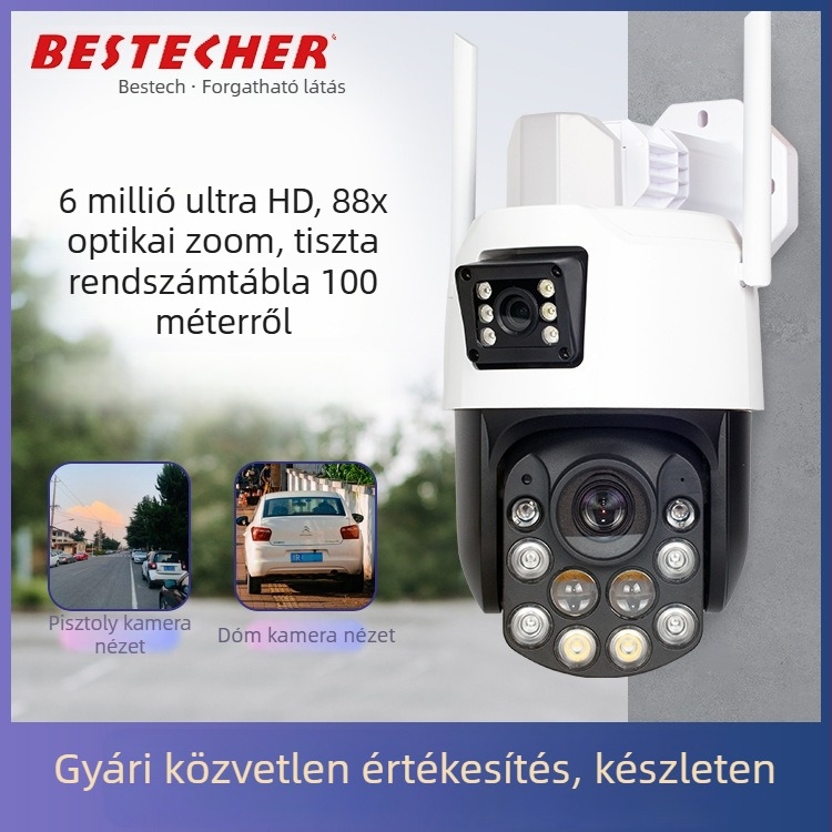 Vezeték nélküli kültéri biztonsági kamera emberkövetéssel, 88x optikai zoom, HD