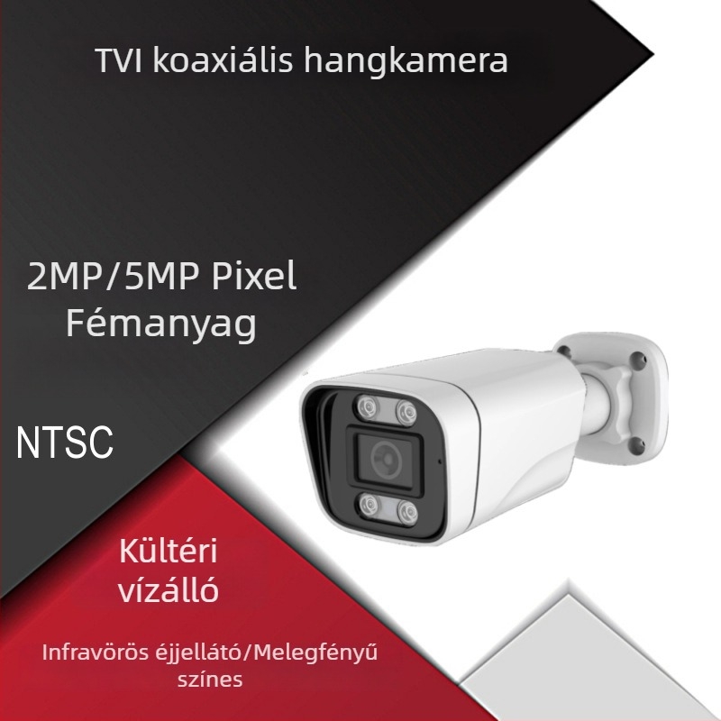 Nappal–éjjel teljes színű 5 MP TVI koaxiális hangkamera, kültéri esőálló megfigyelő kamera