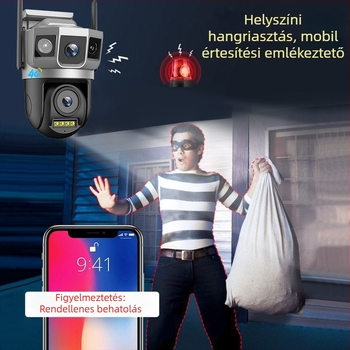 V380PRO Kültéri WiFi kamera – vízálló, kétlencsés, 4G, HD megfigyelés