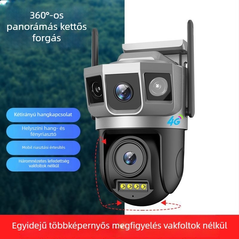 V380PRO Kültéri WiFi kamera – vízálló, kétlencsés, 4G, HD megfigyelés