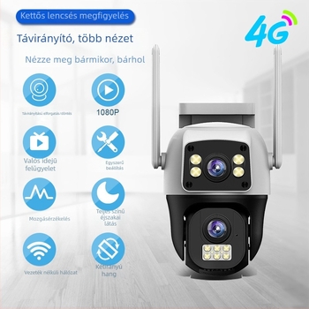 V380Pro Otthoni megfigyelő kamera, Wi‑Fi, éjszakai látás, kettős lencse, távoli hozzáférés okostelefonon