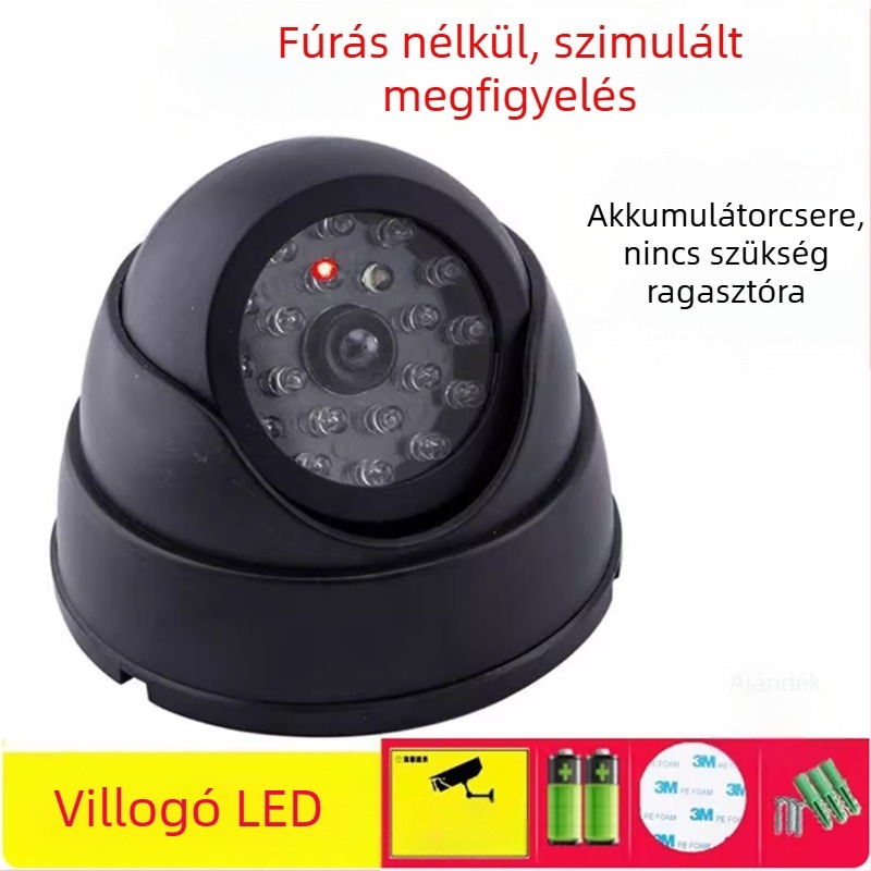 Otthoni használatra szánt hamis megfigyelő kamera ragasztóval, fúrás nélkül, világító