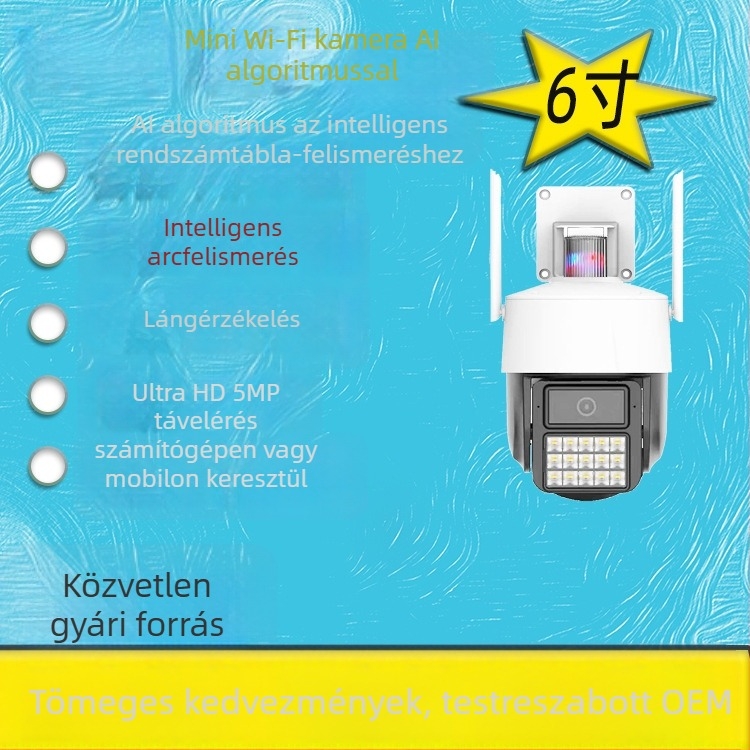 AI-alapú kamera rendszám- és arcfelismeréssel, mindent egyben, PTZ, 5 MP, beltéri és kültéri használatra