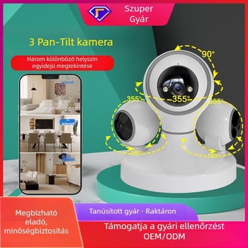 360° gömbkamera otthoni megfigyeléshez, vezeték nélküli belső monitor hanggal, HD éjjellátás