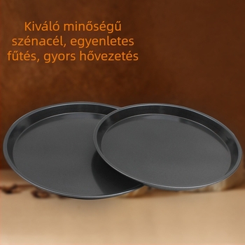 Szénacél pizzaforma, kör alakú, tapadásmentes, vastagított bevonattal, sütéshez, átmérők: 23/25/29/31/35 cm