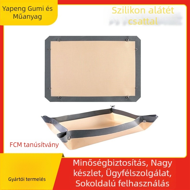 0,7 mm vastag szilikon sütőmatrac gombokkal, túlfolyás elleni, állítható tálca