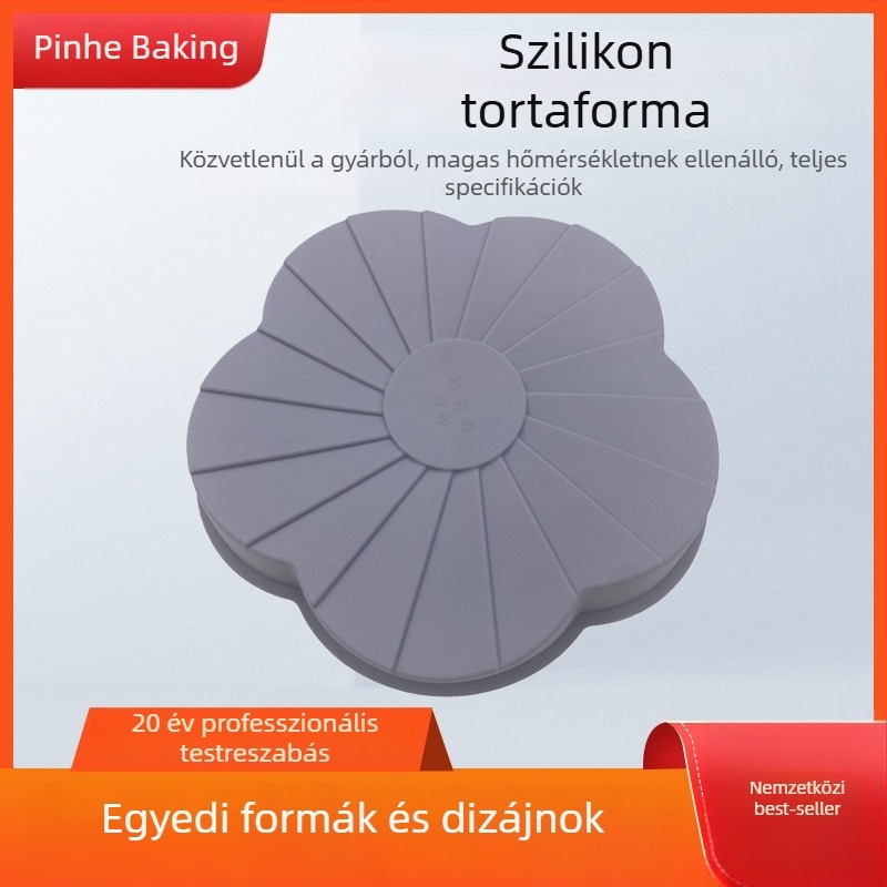 Élelmiszer-minőségű szilikon tortaforma, könnyen kiemelhető, hőálló, otthoni sütőkhöz, virágszirmok formájú tortaforma, 19 × 4 cm