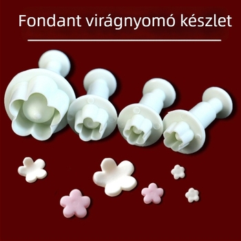 4 darabos szilvavirág mintás fondant nyomóforma – sütik és sütemények készítéséhez