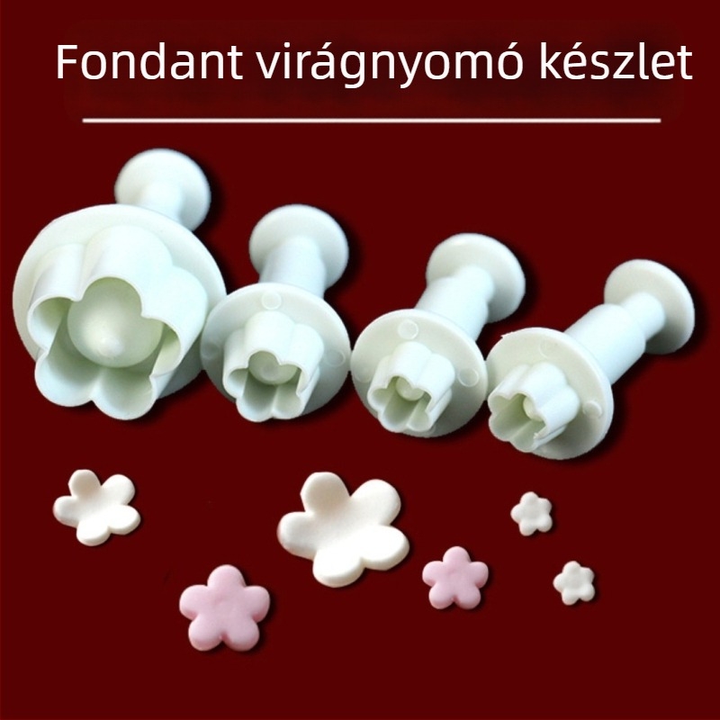 4 darabos szilvavirág mintás fondant nyomóforma – sütik és sütemények készítéséhez