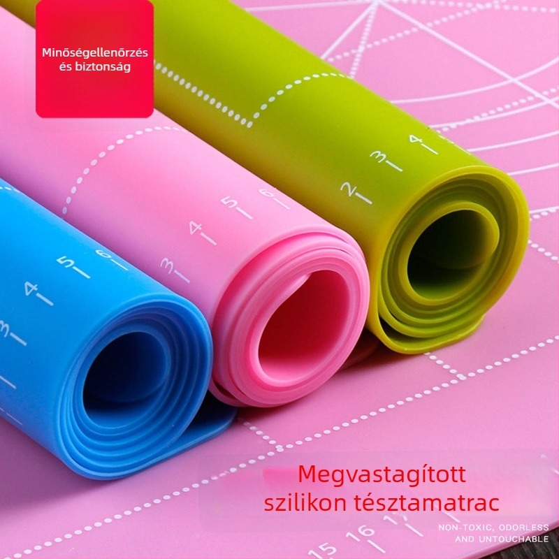 Élelmiszer-minőségű szilikon tészta gyúró pad, megnagyított és megvastagodott, tapadásmentes sütőpad, mikrohullámú sütőhöz és magas hőmérséklethez