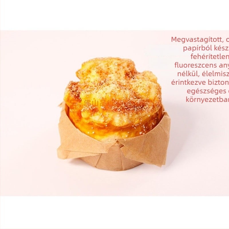 Eldobható Baszk sütemény papírtálca füllel, peremes szélekkel, kétoldalas szilikonpapír